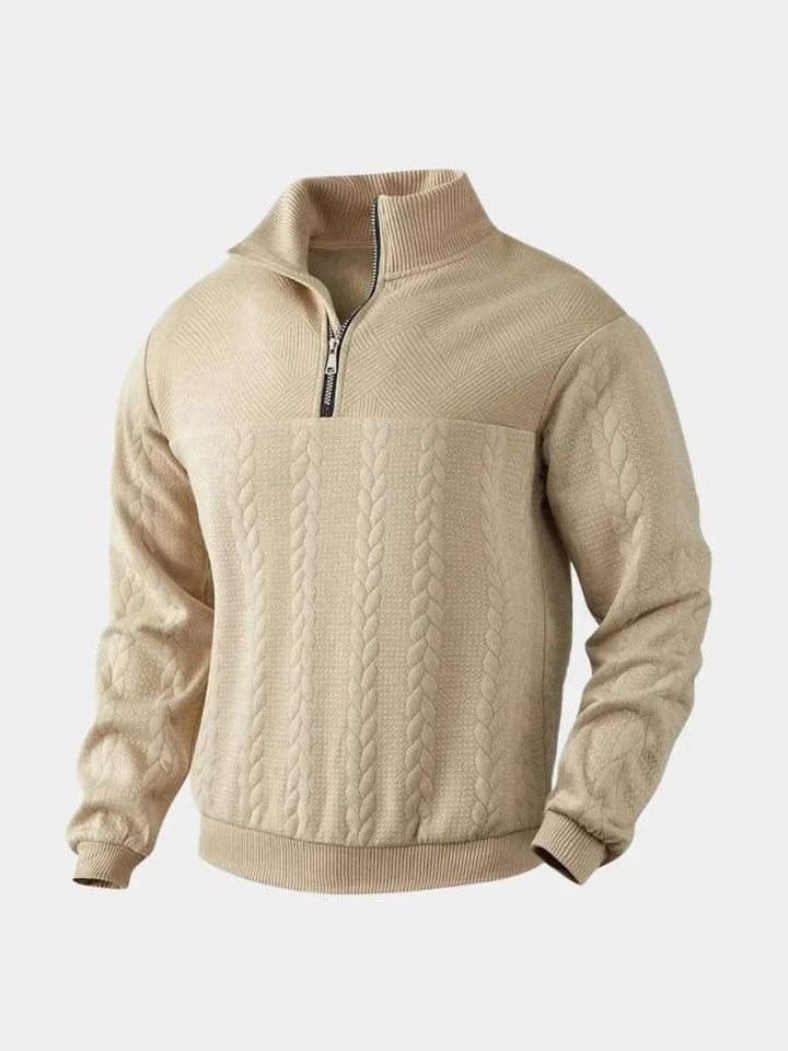 Textured Cable Quarter-Zip Sweater