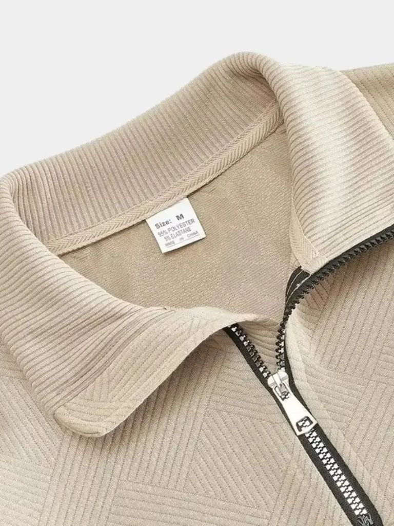 Textured Cable Quarter-Zip Sweater