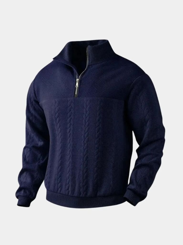 Textured Cable Quarter-Zip Sweater