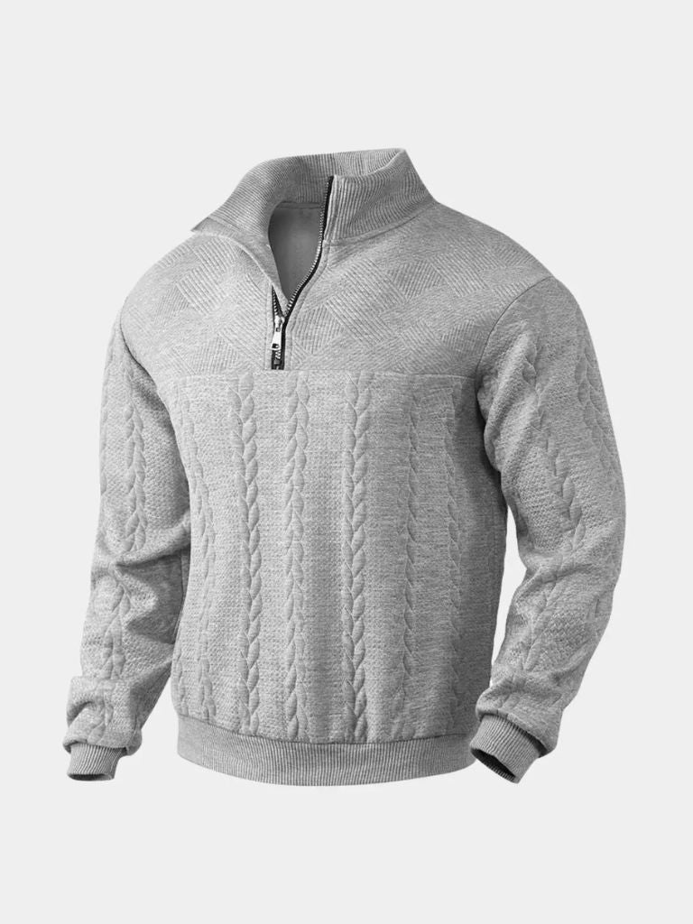 Textured Cable Quarter-Zip Sweater