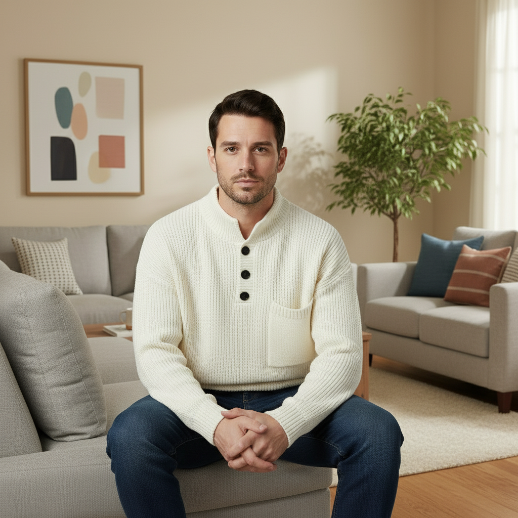 Classic Textured Henley Sweater