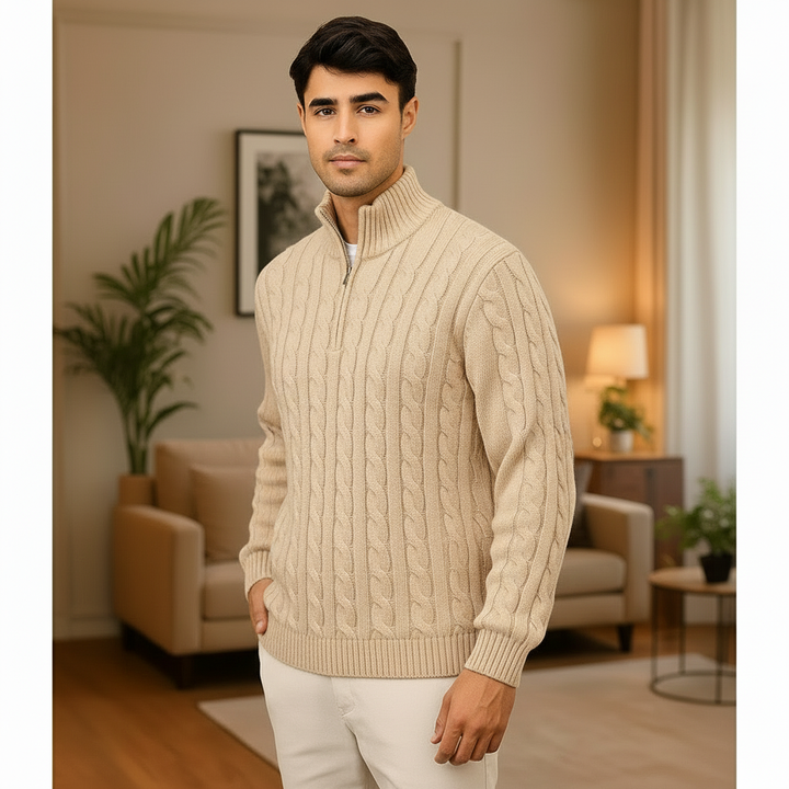 Men's Cable Knit Half-Zip Sweater