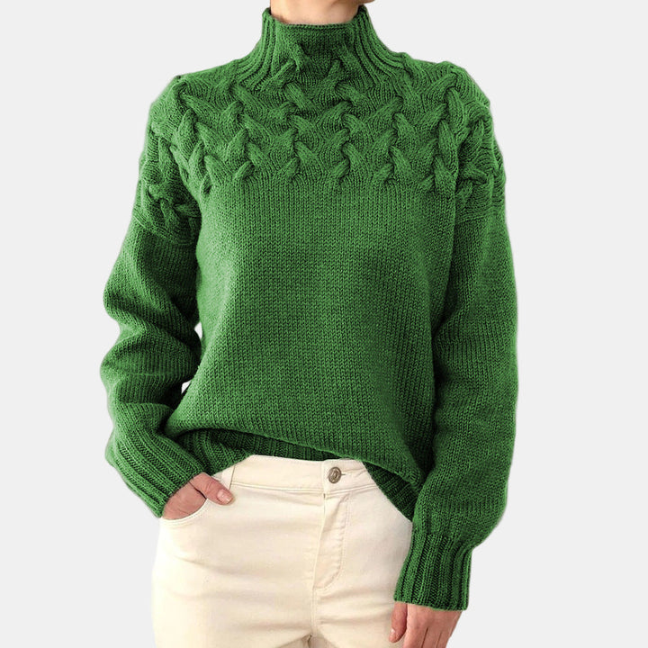 Romaine | Turtleneck Braided Knit Sweater
