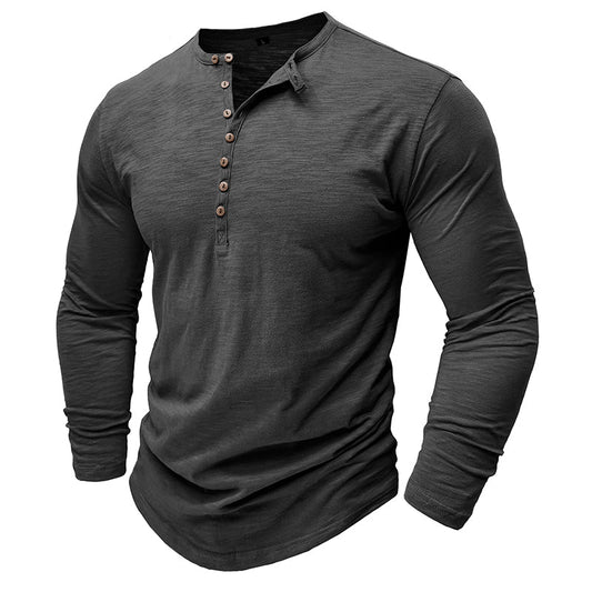 Hayes | Men's Lightweight Cotton Henley – Long Sleeve