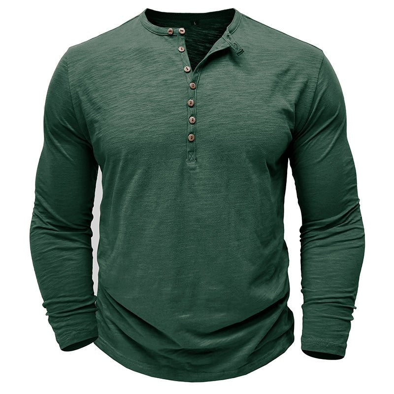 Hayes | Men's Lightweight Cotton Henley – Long Sleeve