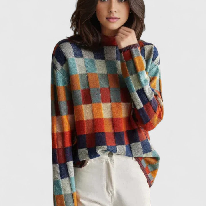 Marielle | Colorful Checkered Knit Sweater