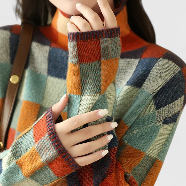 Marielle | Colorful Checkered Knit Sweater