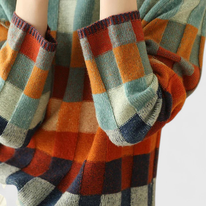 Marielle | Colorful Checkered Knit Sweater
