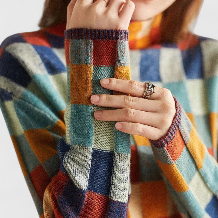 Marielle | Colorful Checkered Knit Sweater