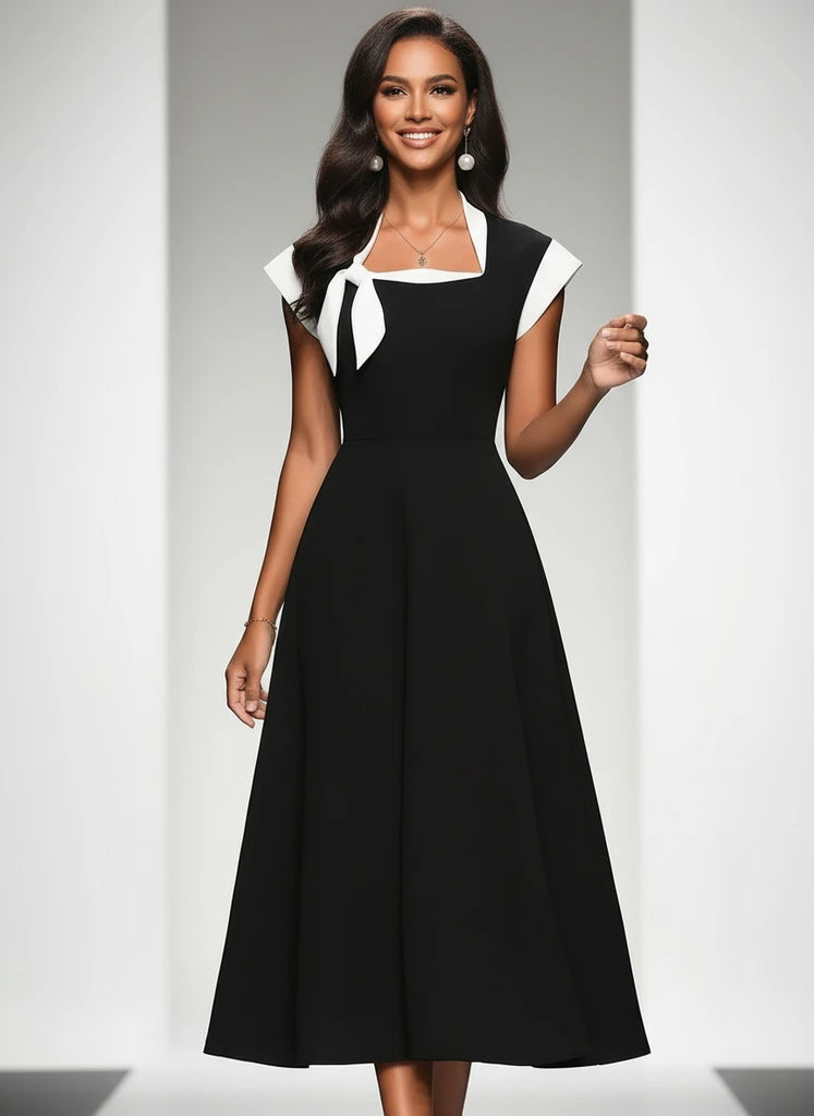 Mirelliane | Elegant Contrast Women’s Midi Dress