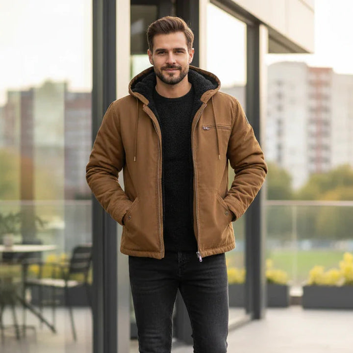 Men’s Hooded Winter Jacket with Warm Lining