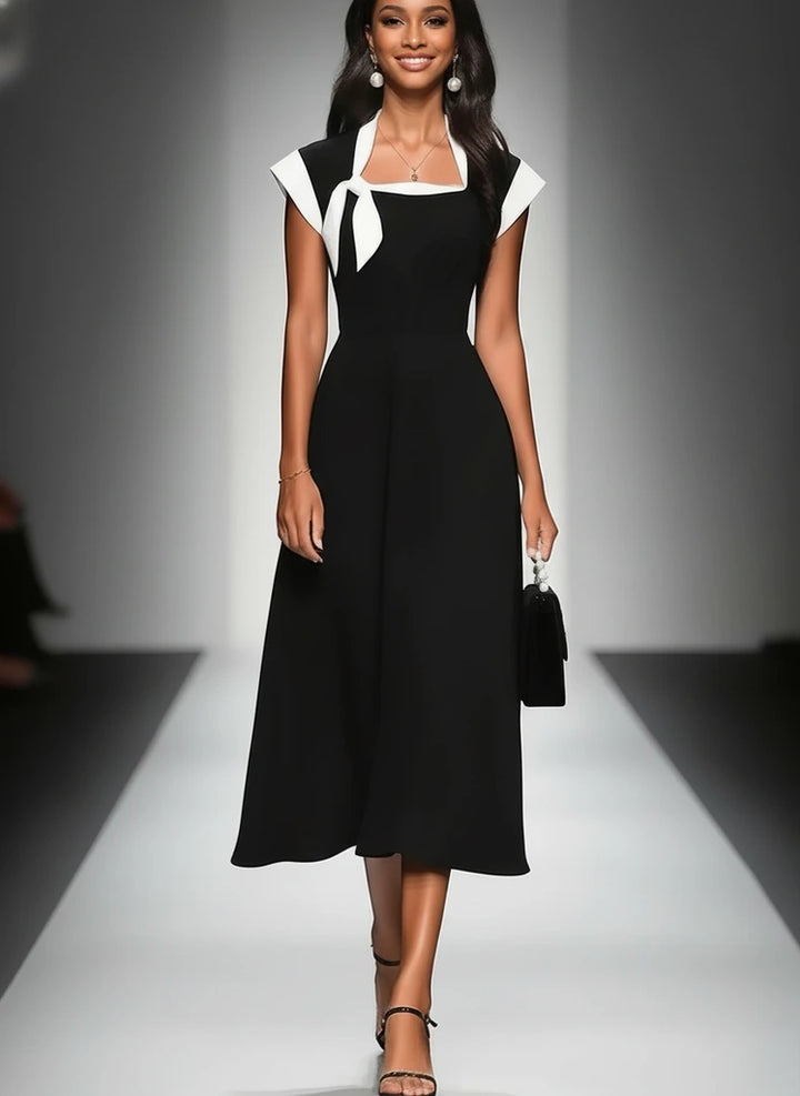 Mirelliane | Elegant Contrast Women’s Midi Dress