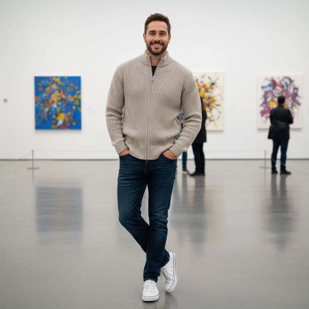 Men’s Textured Full-Zip Cardigan