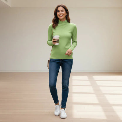 Women’s Mock Neck Long Sleeve Knit Top
