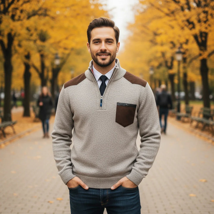 Quarter-Zip Men’s Sweater with Pocket