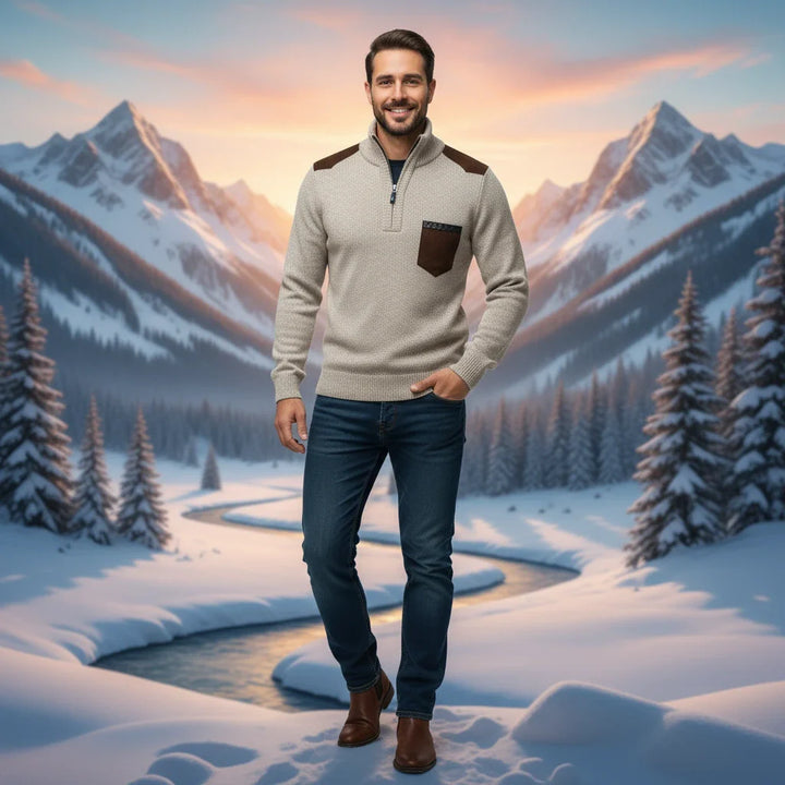 Quarter-Zip Men’s Sweater with Chest Pocket