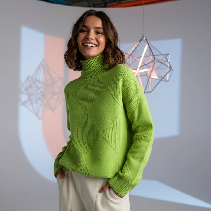 Elowen | Diamond-Knit Turtleneck Sweater