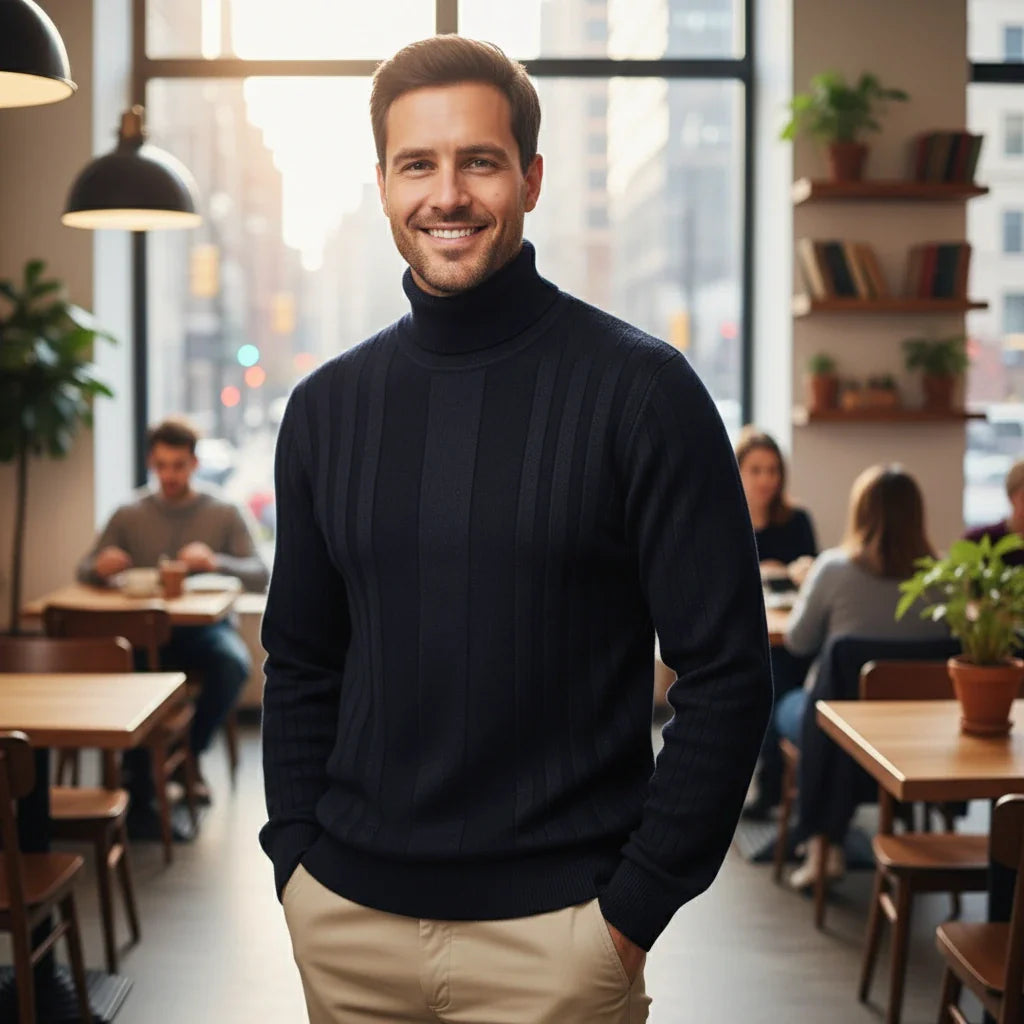 Ribbed Turtleneck Men’s Sweater