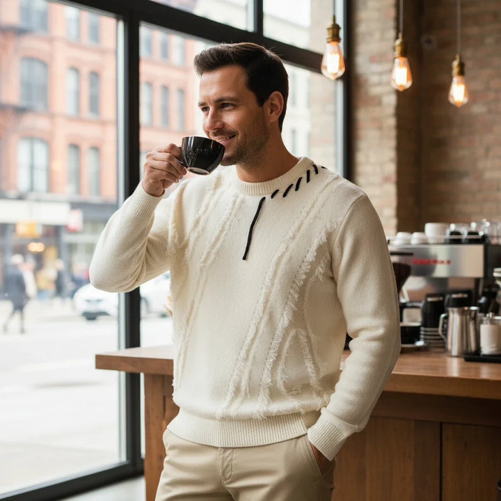 Textured Stitch Crew-Neck Men’s Sweater