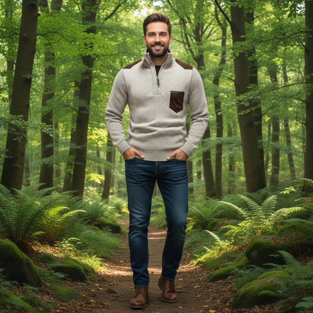 Quarter-Zip Men’s Sweater with Chest Pocket