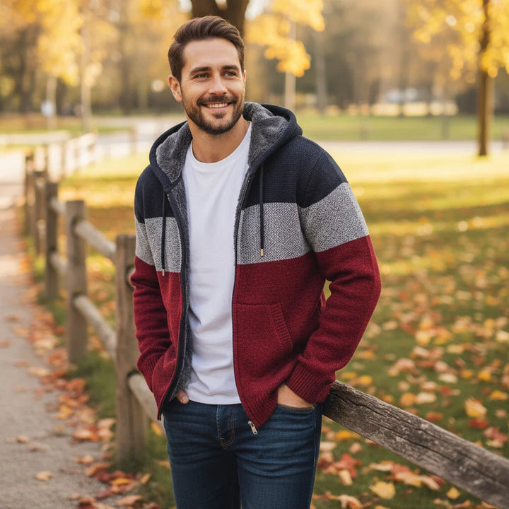 Colorblock Men’s  Hooded Cardigan