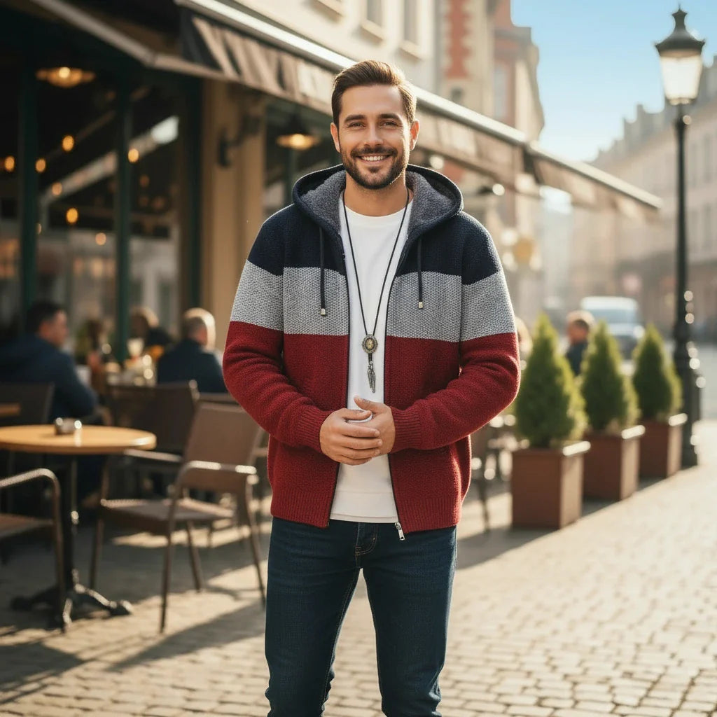 Colorblock Men’s  Hooded Cardigan