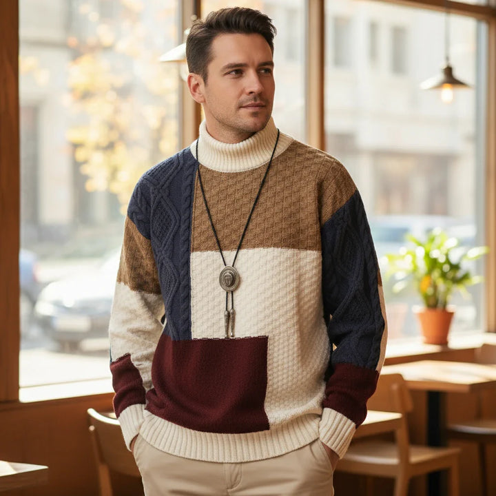 Color-Block Textured Men’s Sweater