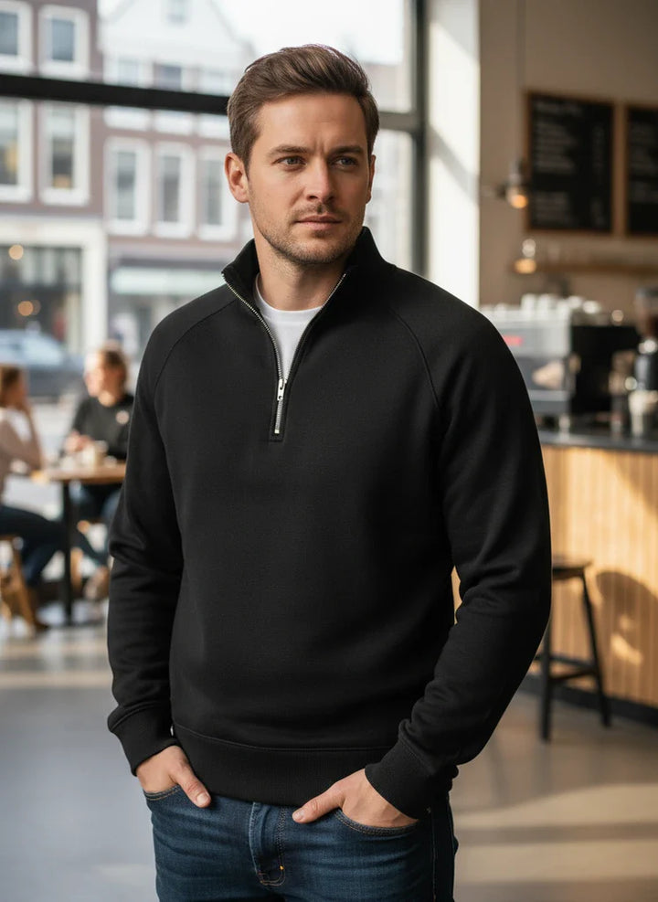 Zip-Collar Knit Pullover