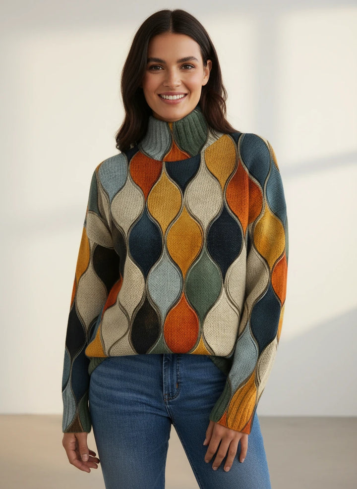 Arielle | Artistic High-Neck Knit Sweater