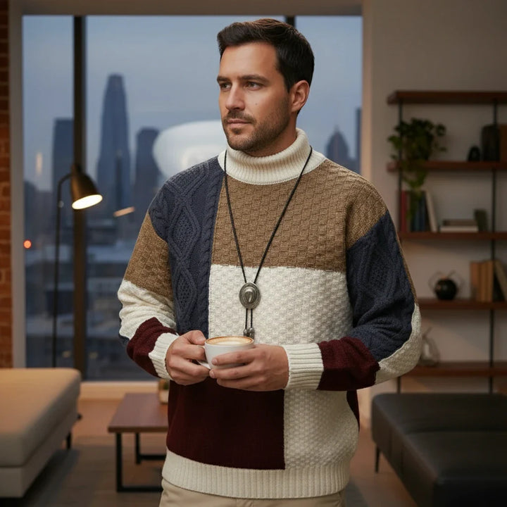 Color-Block Textured Men’s Sweater