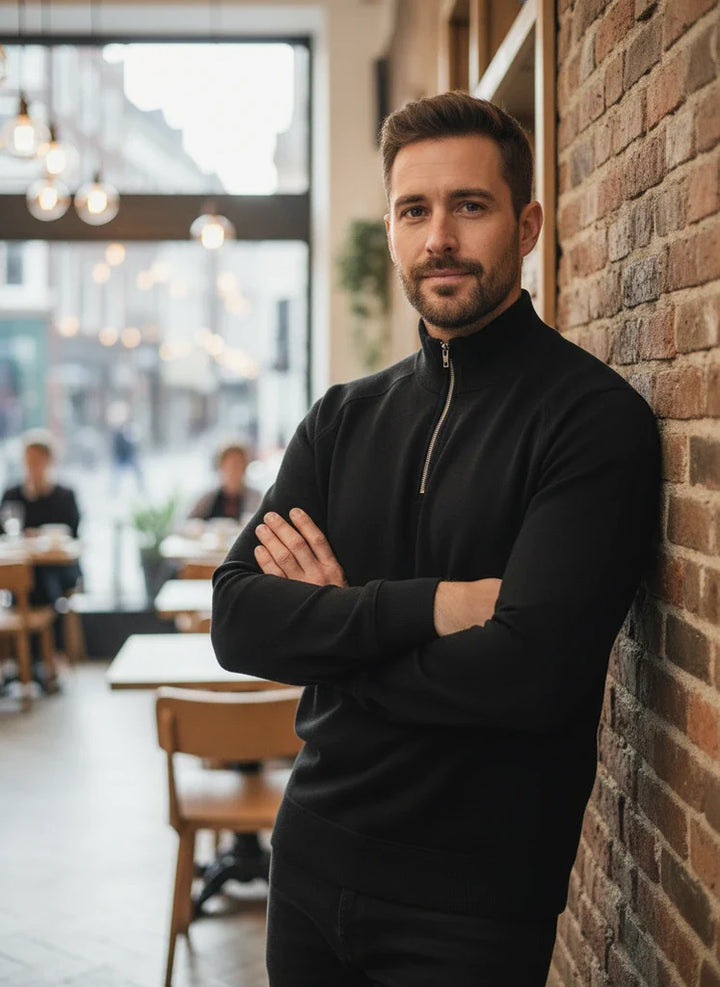 Zip-Collar Knit Pullover