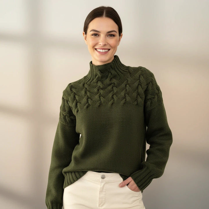 Romaine | Turtleneck Braided Knit Sweater