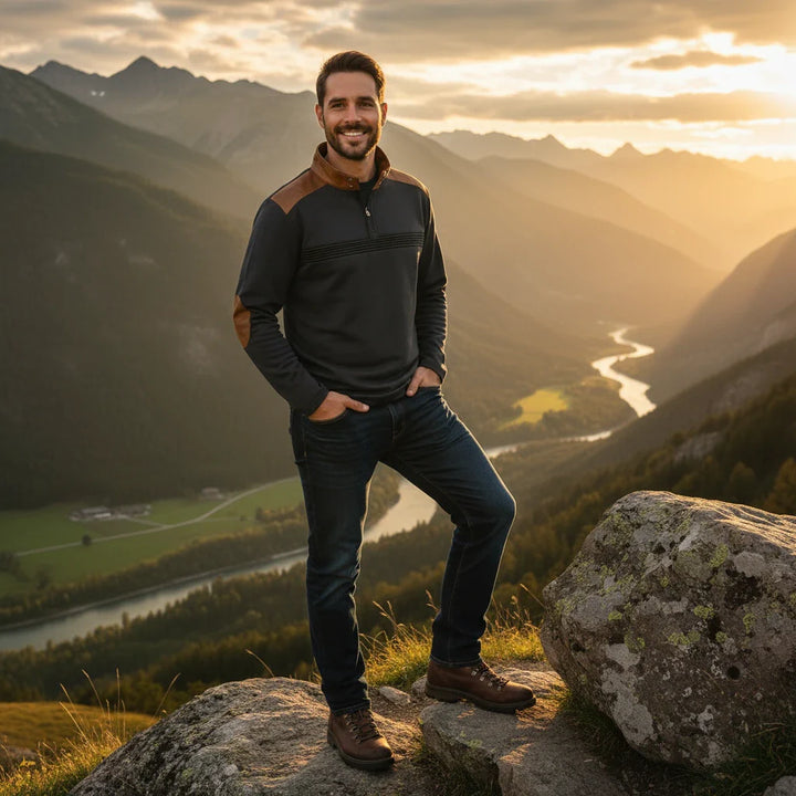 Two-Tone Half-Zip Men’s Pullover