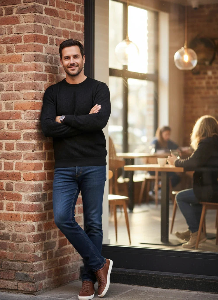 Textured Crew-Neck Men’s Sweater