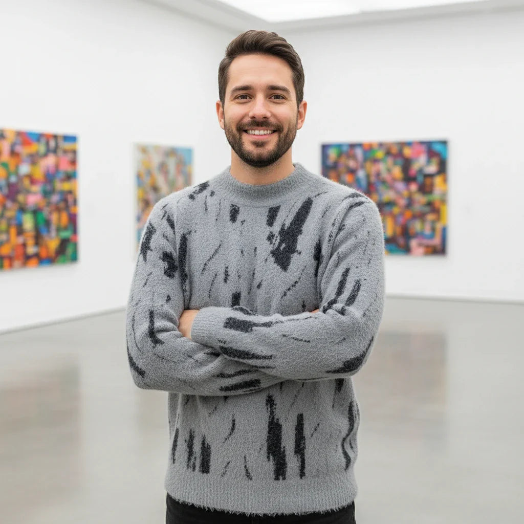 Fuzzy Abstract Knit Sweater