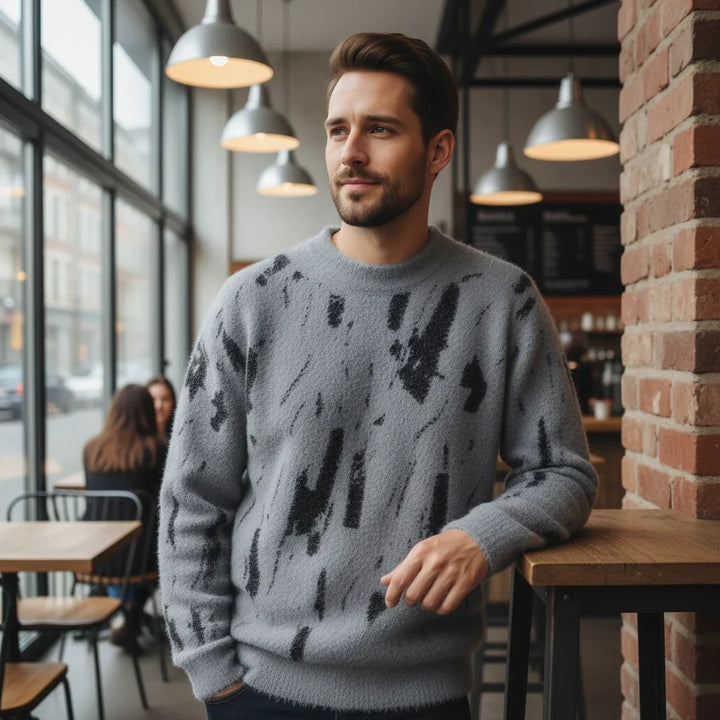 Fuzzy Abstract Knit Sweater