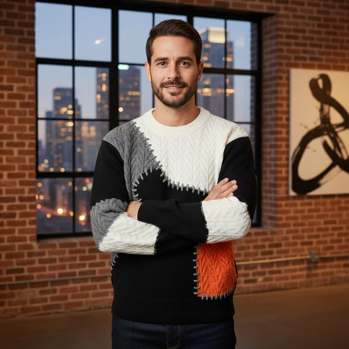 Color-Block Patchwork Men’s Sweater