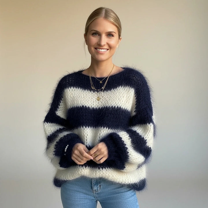Brielle | Fluffy Striped Knit Sweater