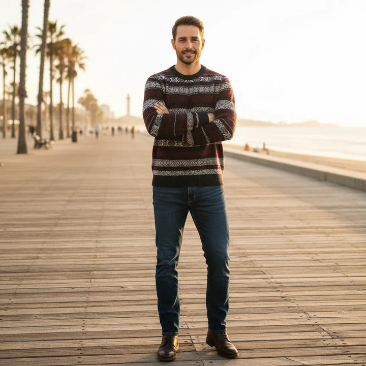 Patterned Crew Neck Men’s Sweater