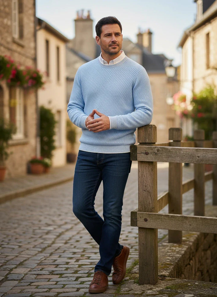 Textured Crewneck Knit Sweater