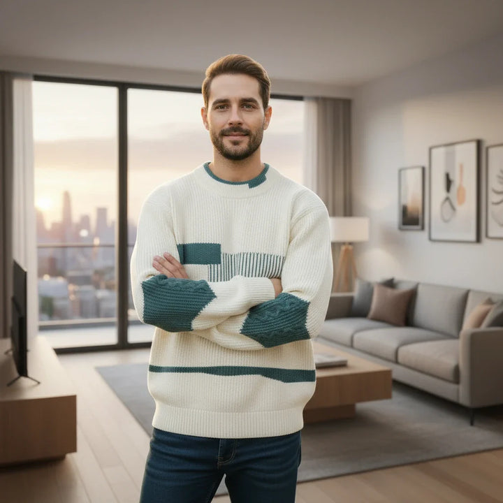 Geometric Pattern Men’s Knit Sweater