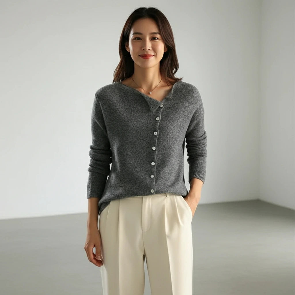 Maelis | Asymmetric Button Knit Top