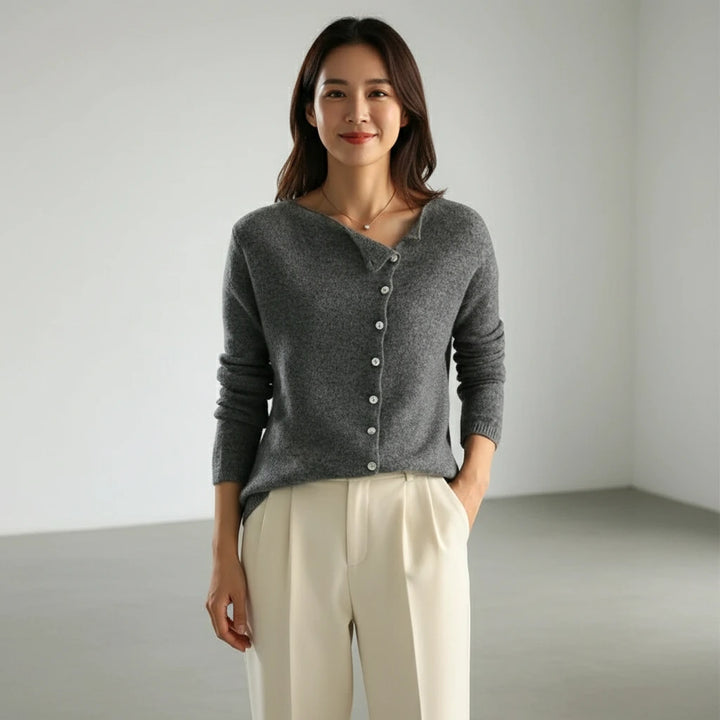 Maelis | Asymmetric Button Knit Top