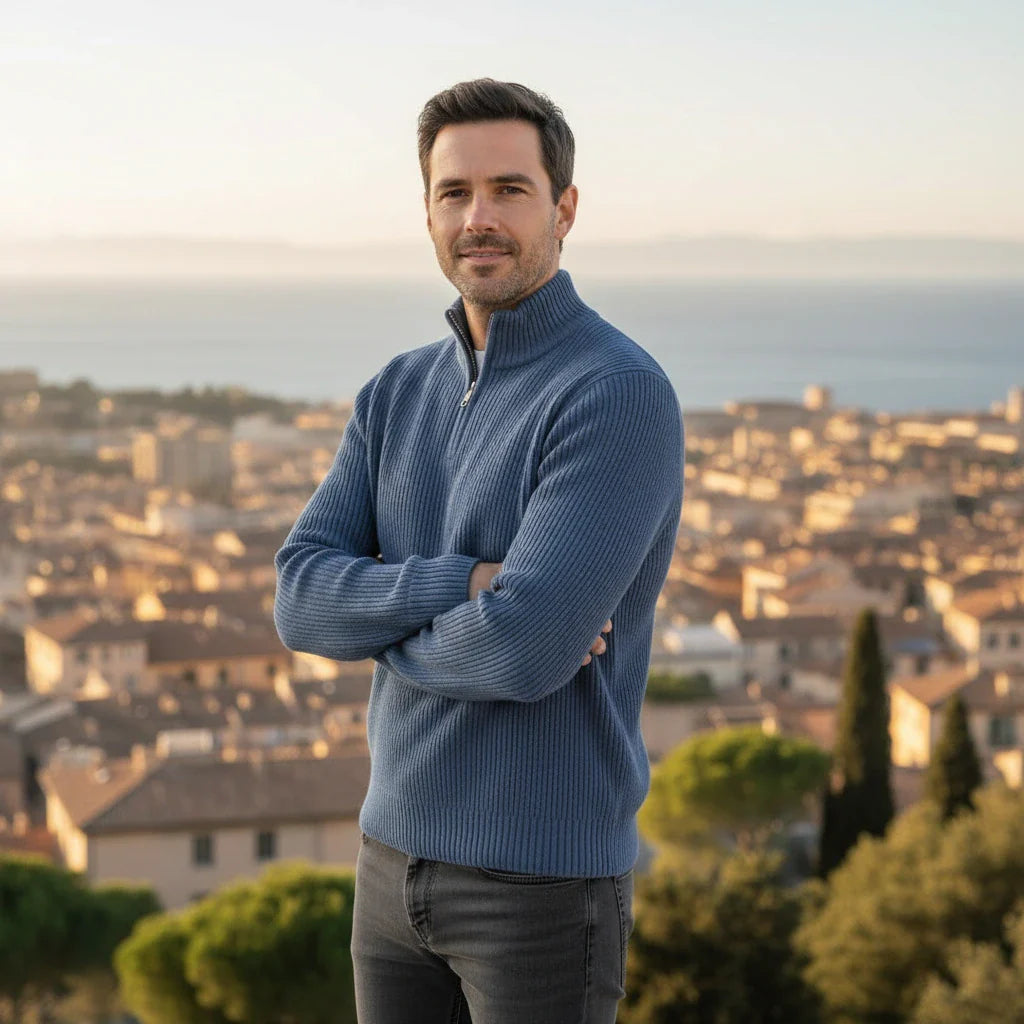 Ribbed Half-Zip Sweater