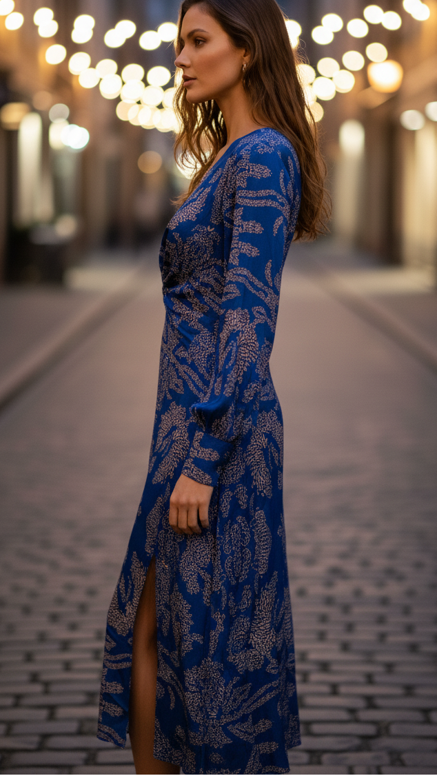 Lara | Women’s Structured V-Neck Wedding Guest Midi Dress