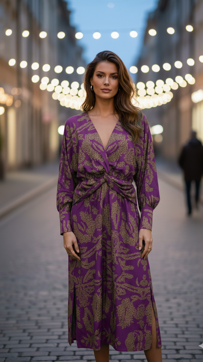 Lara | Women’s Structured V-Neck Wedding Guest Midi Dress
