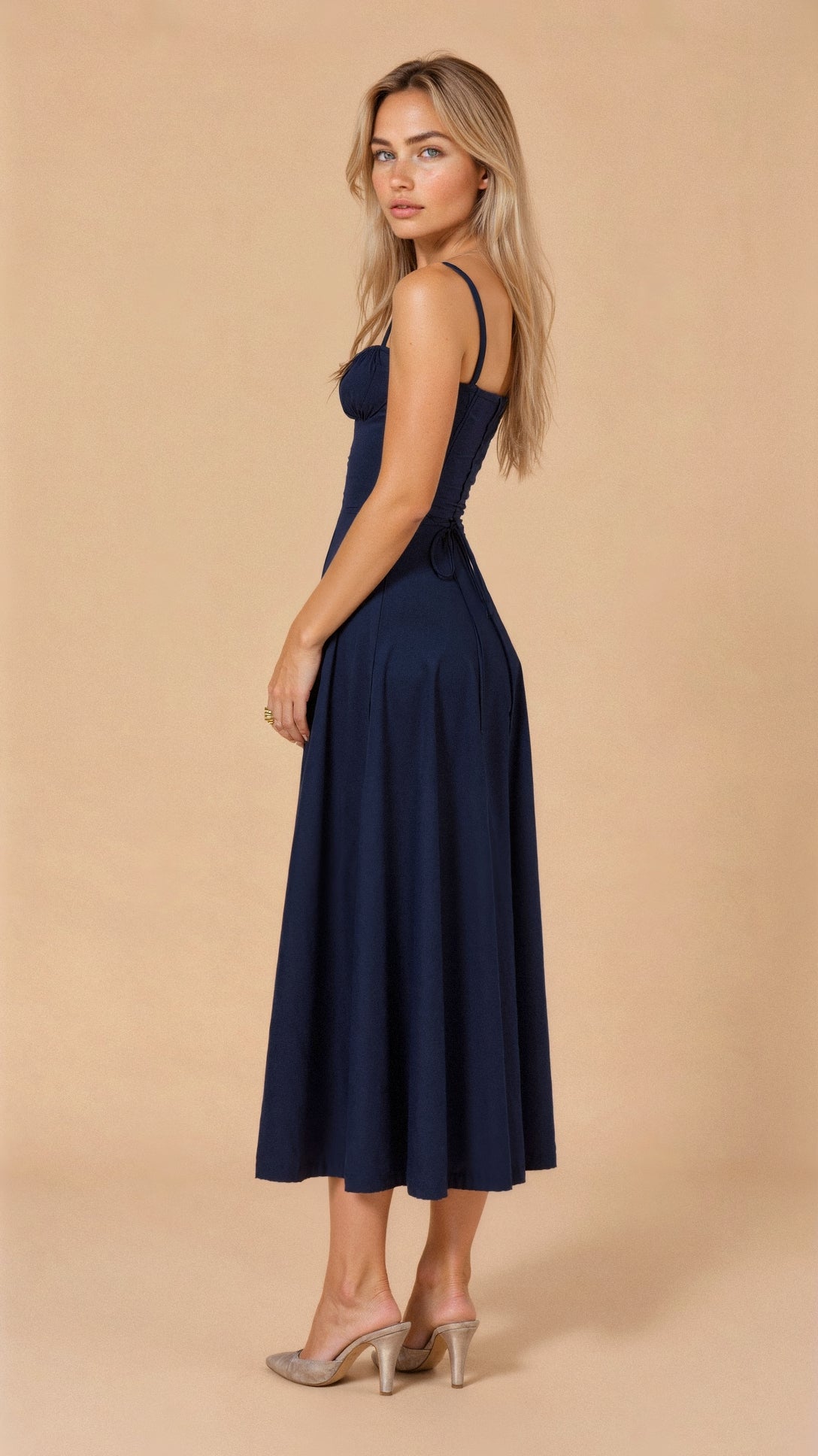 Women's Floral Chic Corset Midi Dress