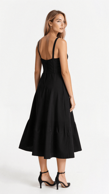 Women's Floral Chic Corset Midi Dress