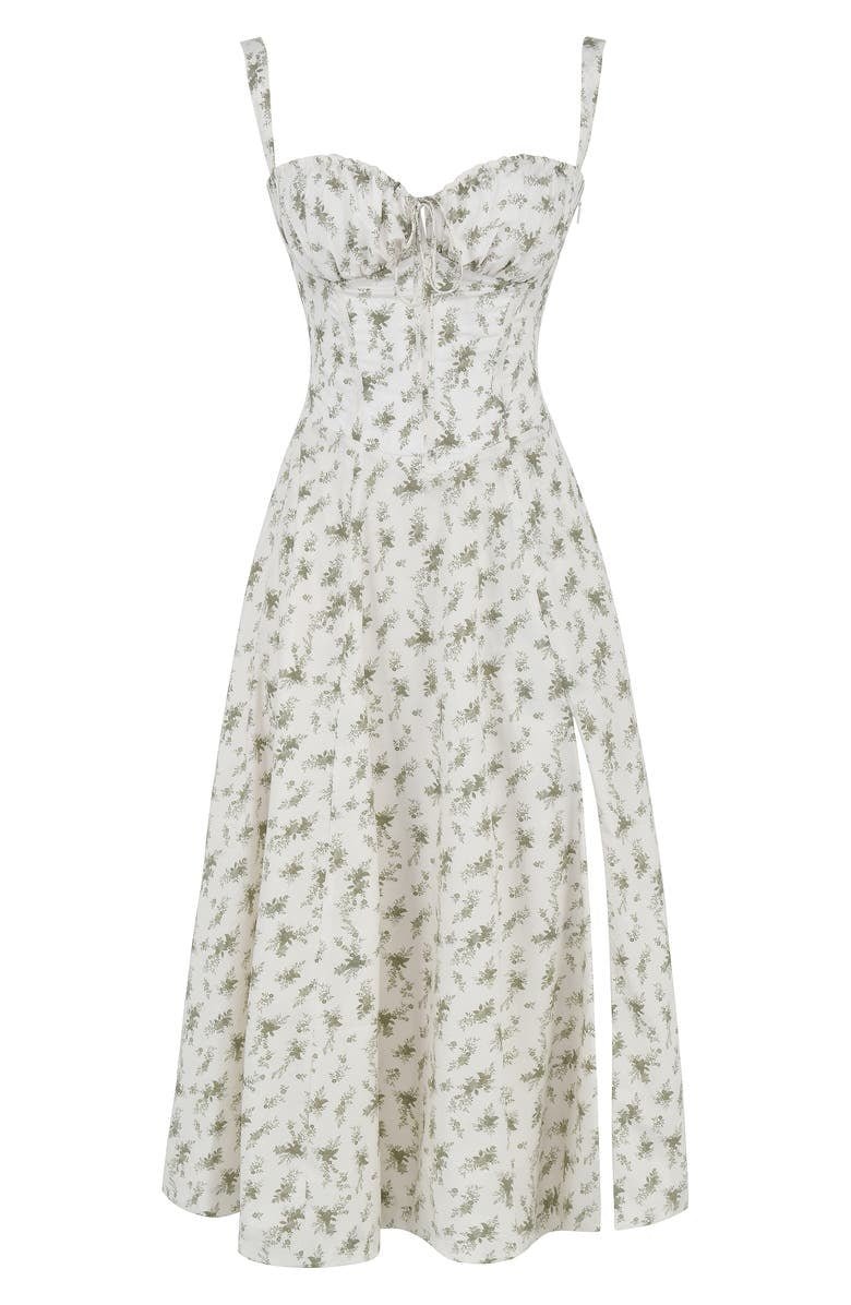 Women's Floral Chic Corset Midi Dress