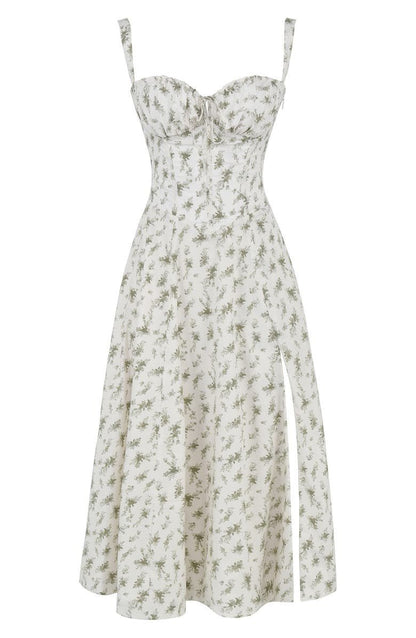 Women's Floral Chic Corset Midi Dress